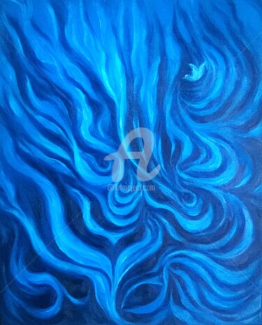 Peinture intitulée "THE BLUE SONG" par Constantin Popescu, Œuvre d'art originale, Huile Monté sur Châssis en bois