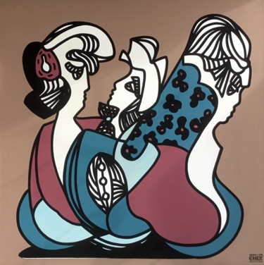 Malerei mit dem Titel "Geisha" von Chix, Original-Kunstwerk, Acryl