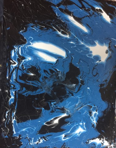 Peinture intitulée "Wild blue" par Greg Powell, Œuvre d'art originale, Émail