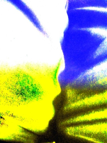 Schilderij getiteld "Blue yellow fold" door Greg Powell, Origineel Kunstwerk, Digitaal Schilderwerk
