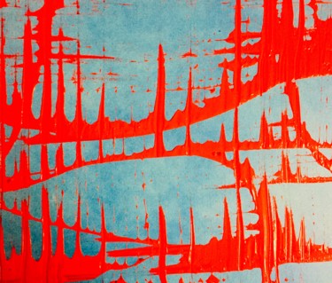 Painting titled "City forms over blu…" by Greg Powell, Original Artwork, Enamel