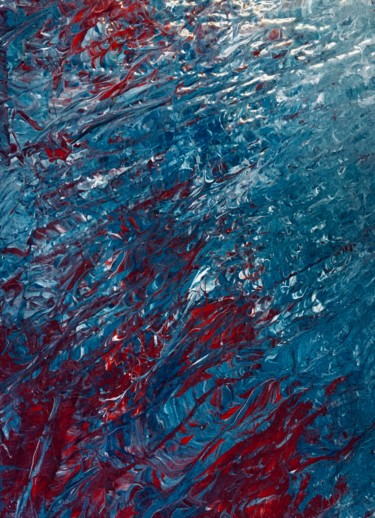 Painting titled "Blue through the red" by Greg Powell, Original Artwork, Enamel