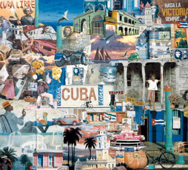 Κολάζ με τίτλο "Cuba libre" από Manuel Blond, Αυθεντικά έργα τέχνης, Κολάζ
