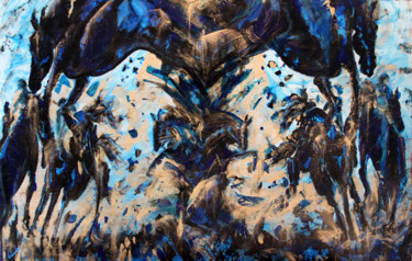Ζωγραφική με τίτλο "L'heure bleue" από Adélaïde Andreu Leferme, Αυθεντικά έργα τέχνης, Ακρυλικό Τοποθετήθηκε στο Ξύλινο φορε…