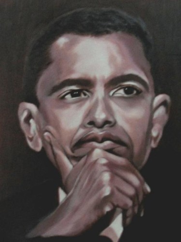 Pintura intitulada "Obama's portrait" por Fernanda Costa, Obras de arte originais