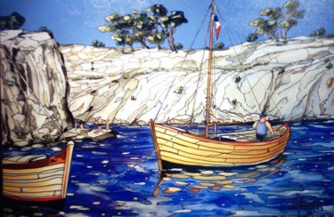 Peinture intitulée "La calanque" par Andre Copens, Œuvre d'art originale