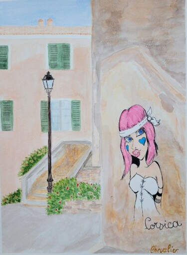 Malerei mit dem Titel "Corsica" von Coralie Chevalier, Original-Kunstwerk, Aquarell