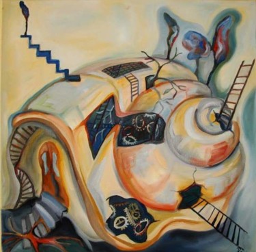 Pintura intitulada "Snail" por Corina Rapotan, Obras de arte originais, Óleo
