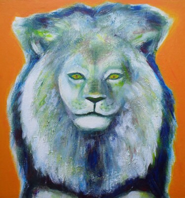 Malerei mit dem Titel "Löwe" von Corinne Courlet, Original-Kunstwerk, Acryl
