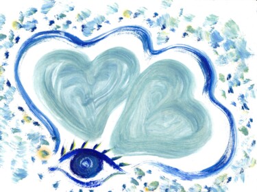 Dessin intitulée "φυλαχτό / The heart…" par Corinne Courlet, Œuvre d'art originale, Gouache