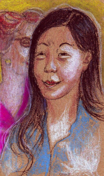 Рисунок под названием "Hi !" - Corinne Courlet, Подлинное произведение искусства, Пастель