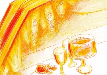 Desenho intitulada "Wedding and Amber" por Corinne Courlet, Obras de arte originais, Tinta