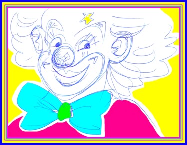 Dessin intitulée "Clown" par Corinne Courlet, Œuvre d'art originale, Stylo à bille