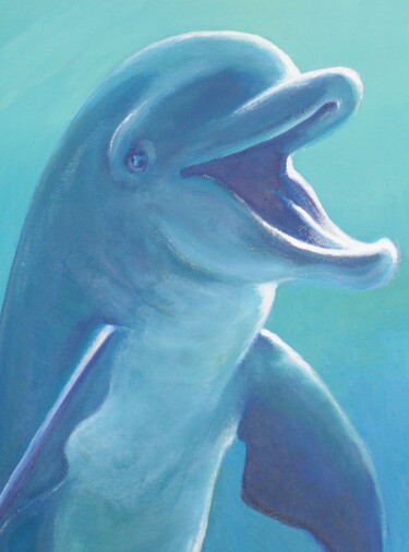 Malerei mit dem Titel "Ein Delphin bei Lot…" von Corinne Courlet, Original-Kunstwerk, Acryl