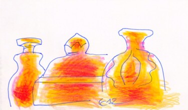 Dibujo titulada "Flacons de parfum d…" por Corinne Courlet, Obra de arte original, Lápiz