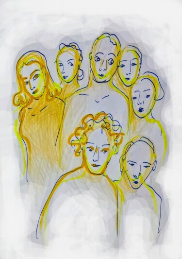 数字艺术 标题为“Invisibles en portr…” 由Corinne Courlet, 原创艺术品, 数字油画