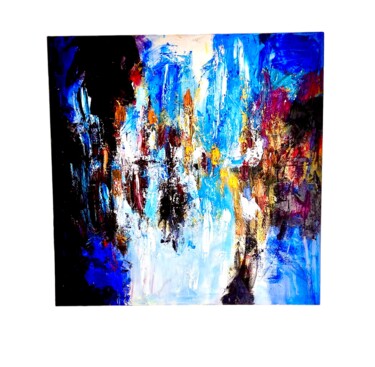 Painting titled "Huile sur toile.ble…" by Corinne Dubosque, Original Artwork, Oil Mounted on Wood Stretcher frame