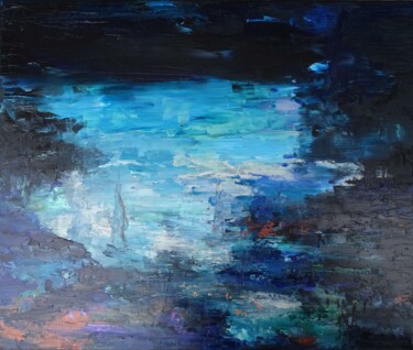 Картина под названием "Eclipse dans la cri…" - Corinne Foucouin, Подлинное произведение искусства, Масло Установлен на Дерев…