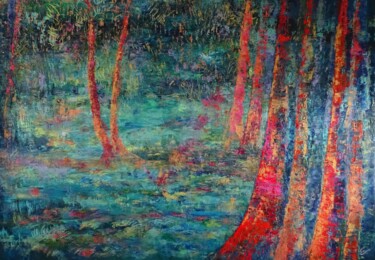 Картина под названием "Fluctuat 2" - Corinne Foucouin, Подлинное произведение искусства, Масло Установлен на Деревянная рама…