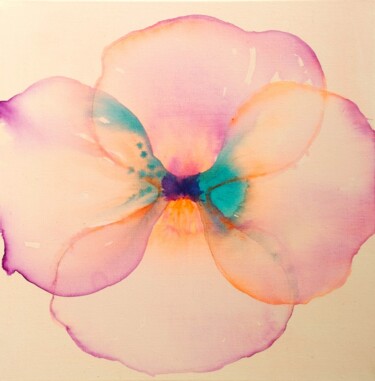 Malerei mit dem Titel "Celestial Flower 1" von Corinne Fricker, Original-Kunstwerk, Tinte