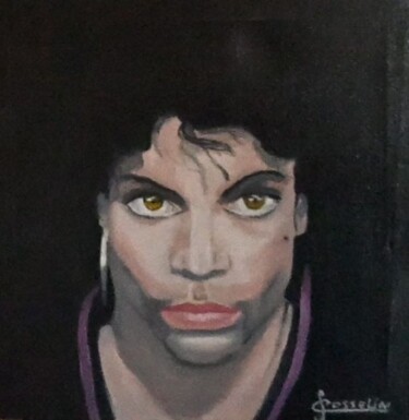 Painting titled "PRINCE (période 198…" by Corinne Gosselin, Original Artwork, Oil