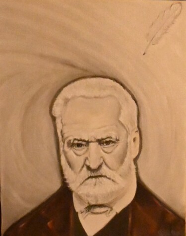 Schilderij getiteld "Victor HUGO -  INSP…" door Corinne Gosselin, Origineel Kunstwerk, Olie