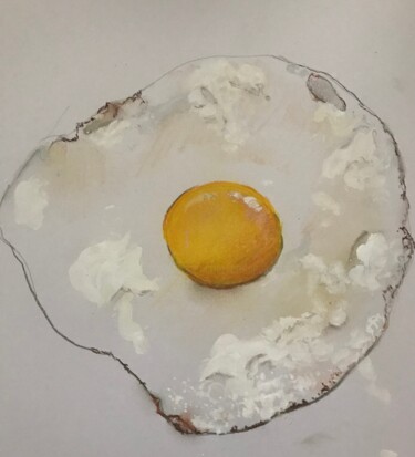 Peinture intitulée "Œuf sur le plat" par Corinne Lanno, Œuvre d'art originale