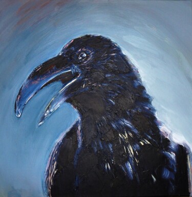 Malerei mit dem Titel "Le corbeau de Myria…" von Corinne'S Artcolorsimages, Original-Kunstwerk, Acryl