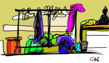 Desenho intitulada "Qi-Gong Cloakroom a…" por Corinne'S Artcolorsimages, Obras de arte originais, Trabalho Digital 2D