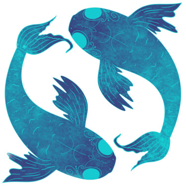 Arte digitale intitolato "Pisces Fish Zodiac" da Corinne Thompson, Opera d'arte originale, Lavoro digitale 2D