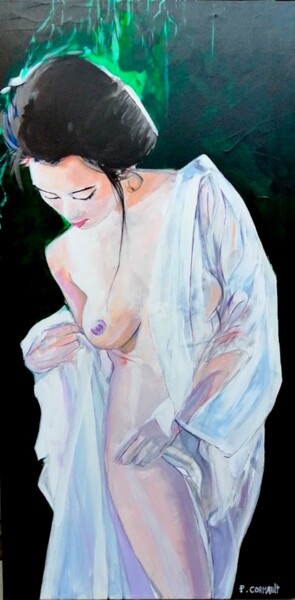 Painting titled "Miki Takakura" by Philippe Cormault, Original Artwork, Acrylic Mounted on Wood Stretcher frame