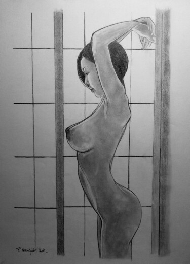 Рисунок под названием "Tinami" - Philippe Cormault, Подлинное произведение искусства, Графит