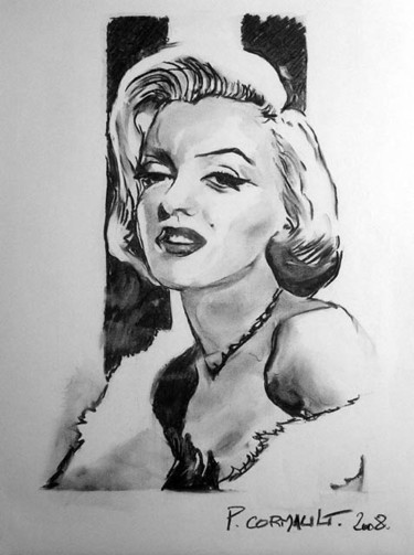 Rysunek zatytułowany „Marilyn Monroe” autorstwa Philippe Cormault, Oryginalna praca, Inny
