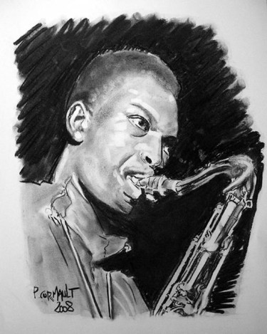 Drawing titled "Johnn Coltrane" by Philippe Cormault, Original Artwork, Other