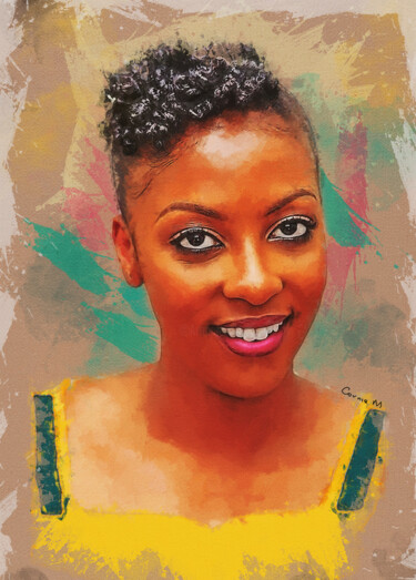 「Rachel」というタイトルの絵画 Cornelius Mugabiによって, オリジナルのアートワーク, アクリル