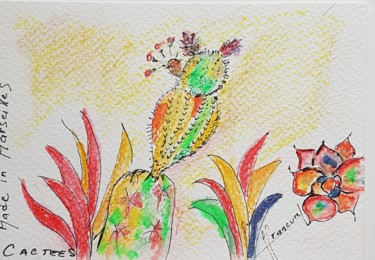 Drawing titled "CARTE POSTALE ♥ Cac…" by Françoise Lanfroy-Rancurel, Original Artwork, Pastel