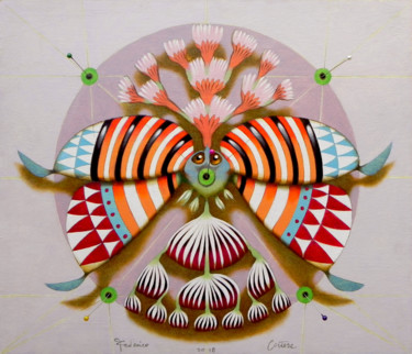 Pintura titulada "Circular butterfly…" por Federico Cortese, Obra de arte original, Oleo Montado en Panel de madera