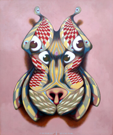 제목이 "The dog mask"인 미술작품 Federico Cortese로, 원작, 기름
