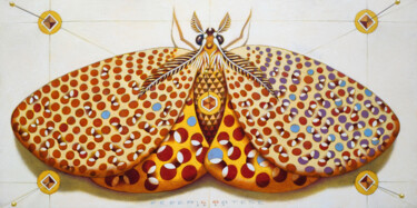 Pintura titulada "Chromatic butterfly…" por Federico Cortese, Obra de arte original, Oleo Montado en Panel de madera