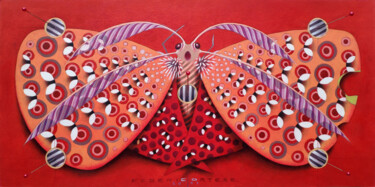 Pintura intitulada "Chromatic butterfly…" por Federico Cortese, Obras de arte originais, Óleo Montado em Painel de madeira