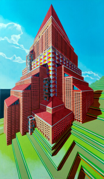 Malarstwo zatytułowany „Skyscraper” autorstwa Federico Cortese, Oryginalna praca, Olej