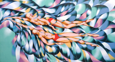 Malerei mit dem Titel "Swimmers" von Federico Cortese, Original-Kunstwerk, Öl