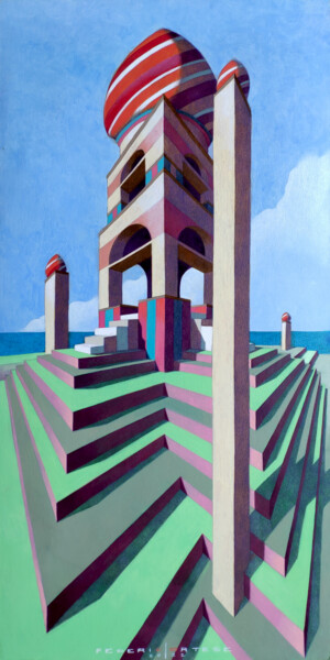 Malerei mit dem Titel "The castle (virtual…" von Federico Cortese, Original-Kunstwerk, Öl