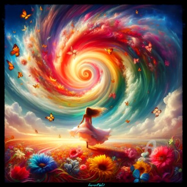 Digital Arts titled "Hurricane of Flower…" by Cosmicphil1, Original Artwork, Digital Painting