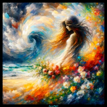 Digital Arts titled "Hurricane of Flower…" by Cosmicphil1, Original Artwork, Digital Painting