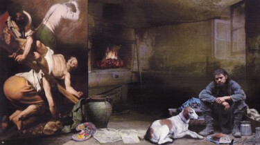 Pintura intitulada "CARAVAGGIO PICTOR O…" por Costantino Di Renzo, Obras de arte originais, Têmpera