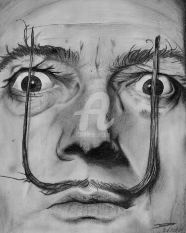 Drawing titled "Salvador Dali" by Johanne Dossmann, Original Artwork, Pencil