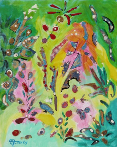 Peinture intitulée "Jardin merveilleux" par Myriam Courty, Œuvre d'art originale, Acrylique Monté sur Châssis en bois