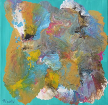 제목이 "Galaxie multicolore"인 미술작품 Myriam Courty로, 원작, 아크릴 나무 들것 프레임에 장착됨