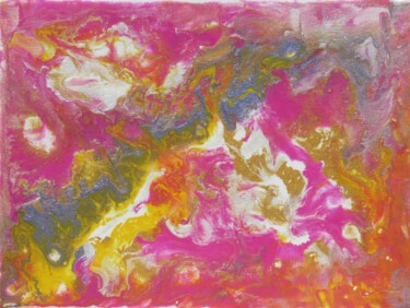 Peinture intitulée "jardin rose printem…" par Myriam Courty, Œuvre d'art originale, Acrylique